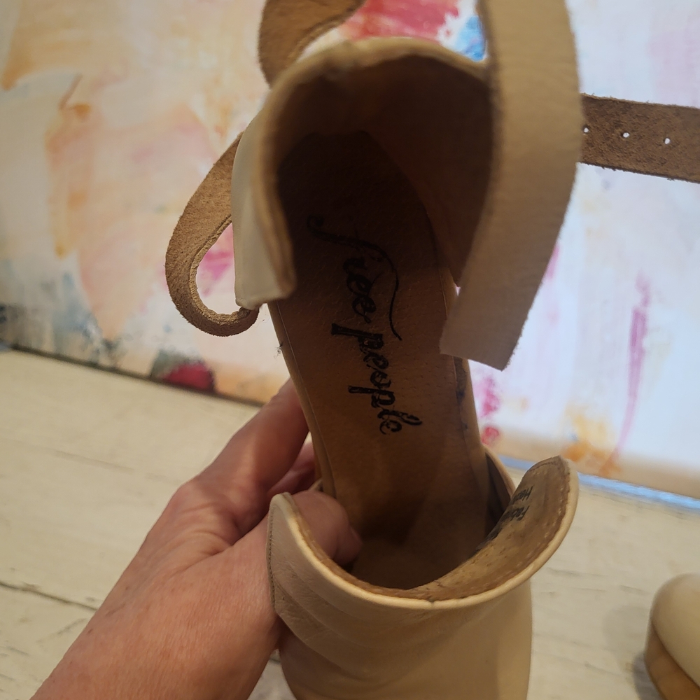 Free People Cream Cross-Strap Block Heels - Picture 7 of 10